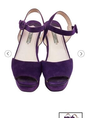 Prada Purple Suede Peep-Toe Ankle-Strap Heels